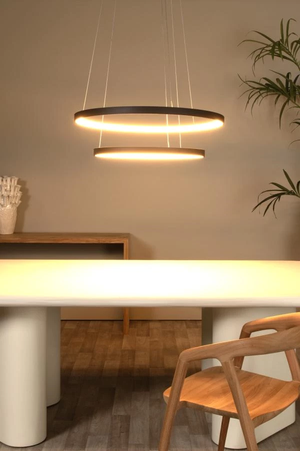 Lucide Premium VIDAL - Pendant light - Ø 78 cm - LED Dim. - 1x92W 2700K - Black - atmosphere 1